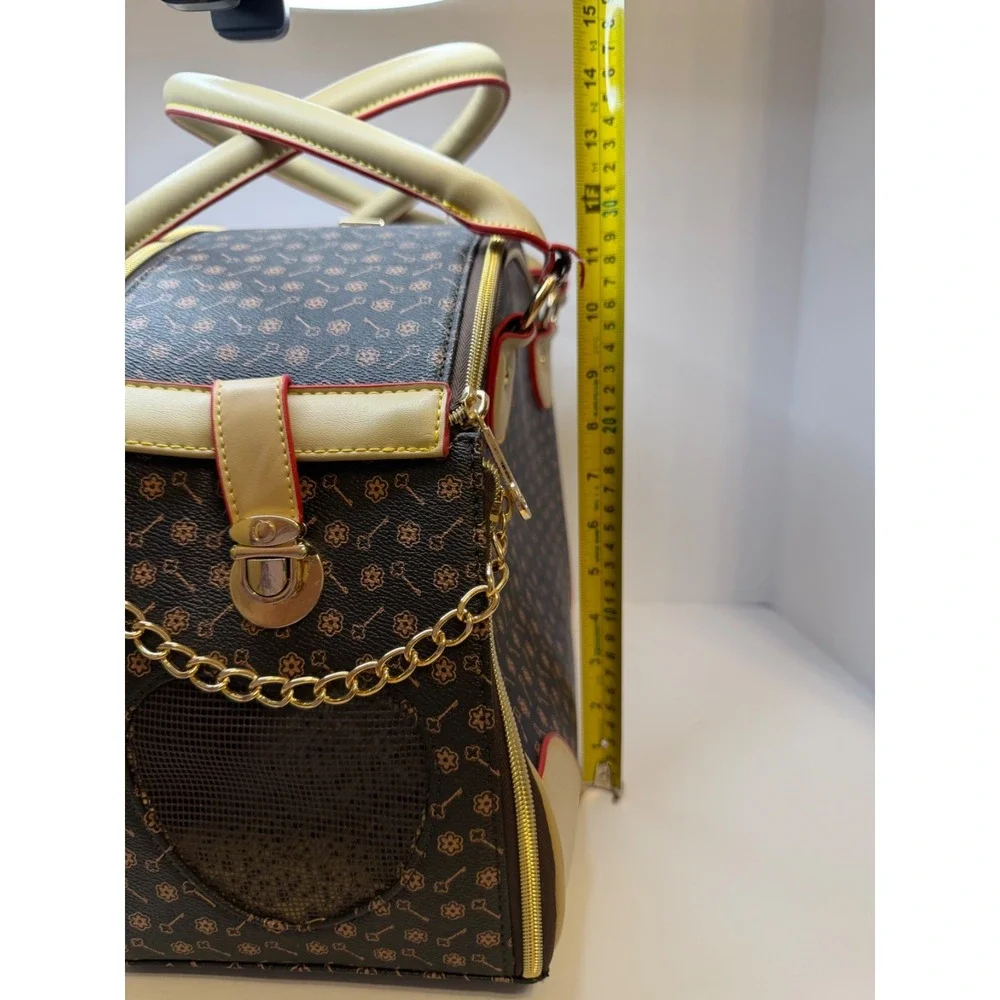 Luxury Faux Leather Portable Pet Carrier Case Puppy Cat Dog Travel Tote Bag